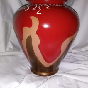 Red, tan and brown vase