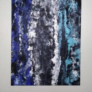 Blue, turquoise, white and black canvas